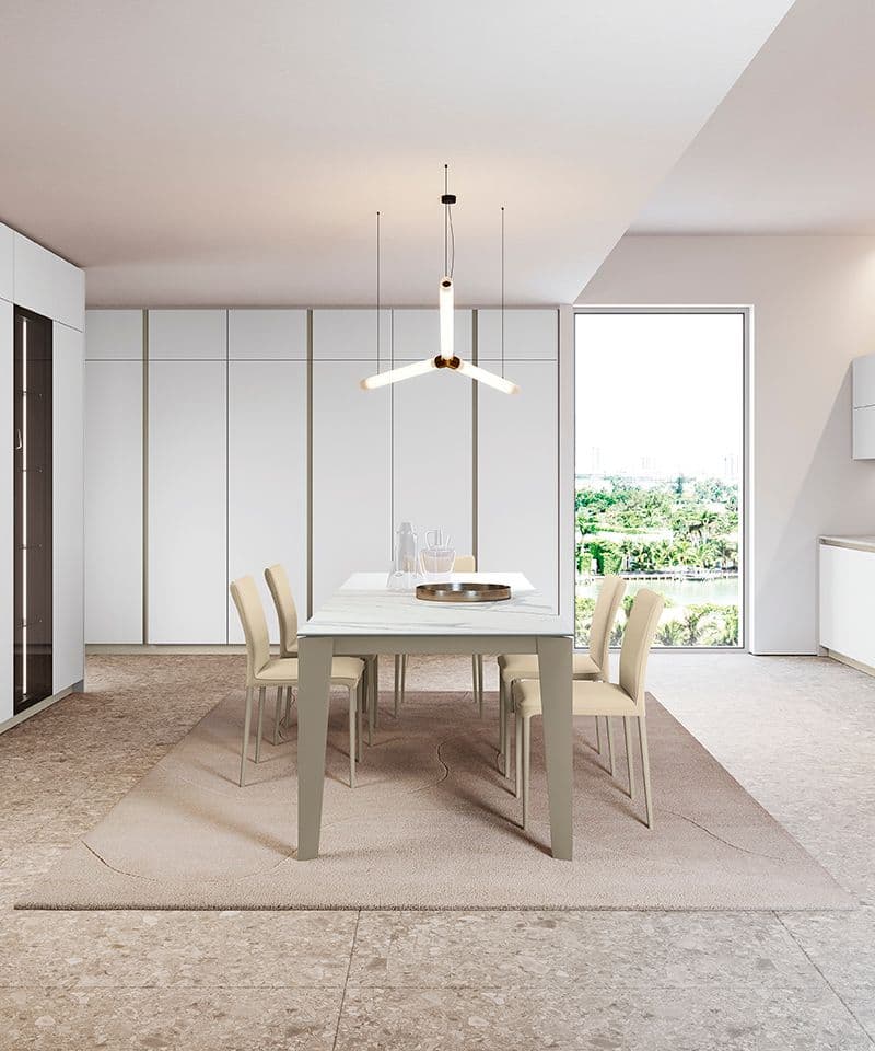 The Seattle extending table Anthracite frame, Walnut veneer top.