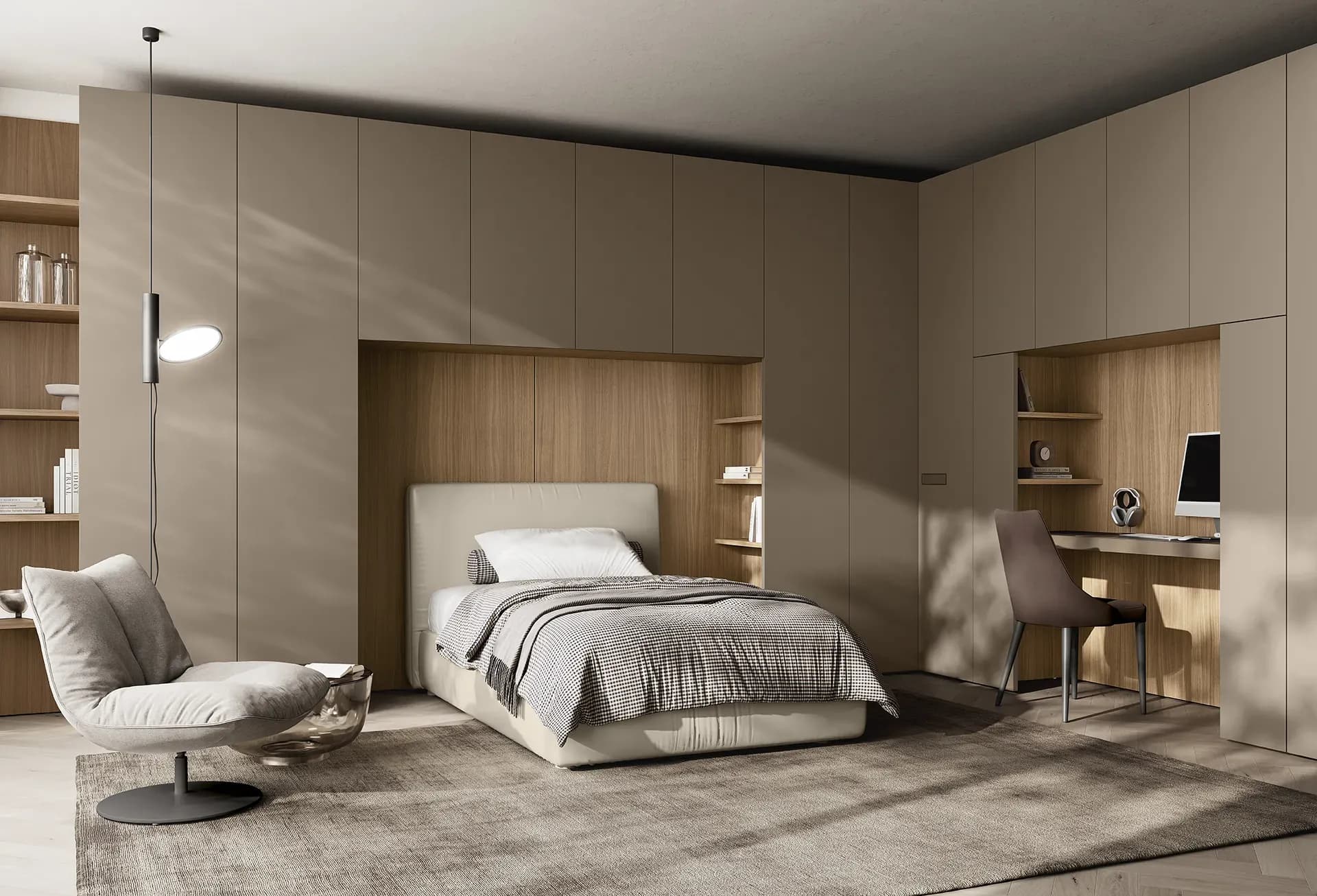 Wardrobe with Niche, Desk, and Bed Integration